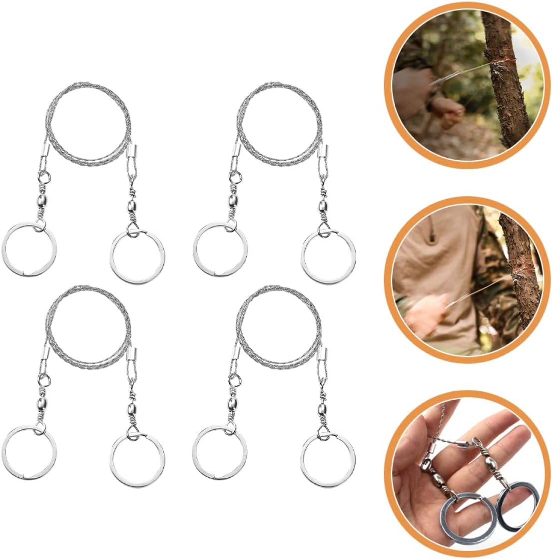 WOONEKY 4pcs Survival Wire Saws Portable Pocket Cutting Tools for Camping Hiking and Outdoor Emergencies Stainless Steel Lightweight and Flexible Design
