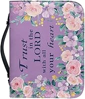 Vista 19 de Funda compacta marrón para la Biblia con asa, bolsa de Biblia para mujer con ranuras para bolígrafos, funda de transporte portátil para la Biblia