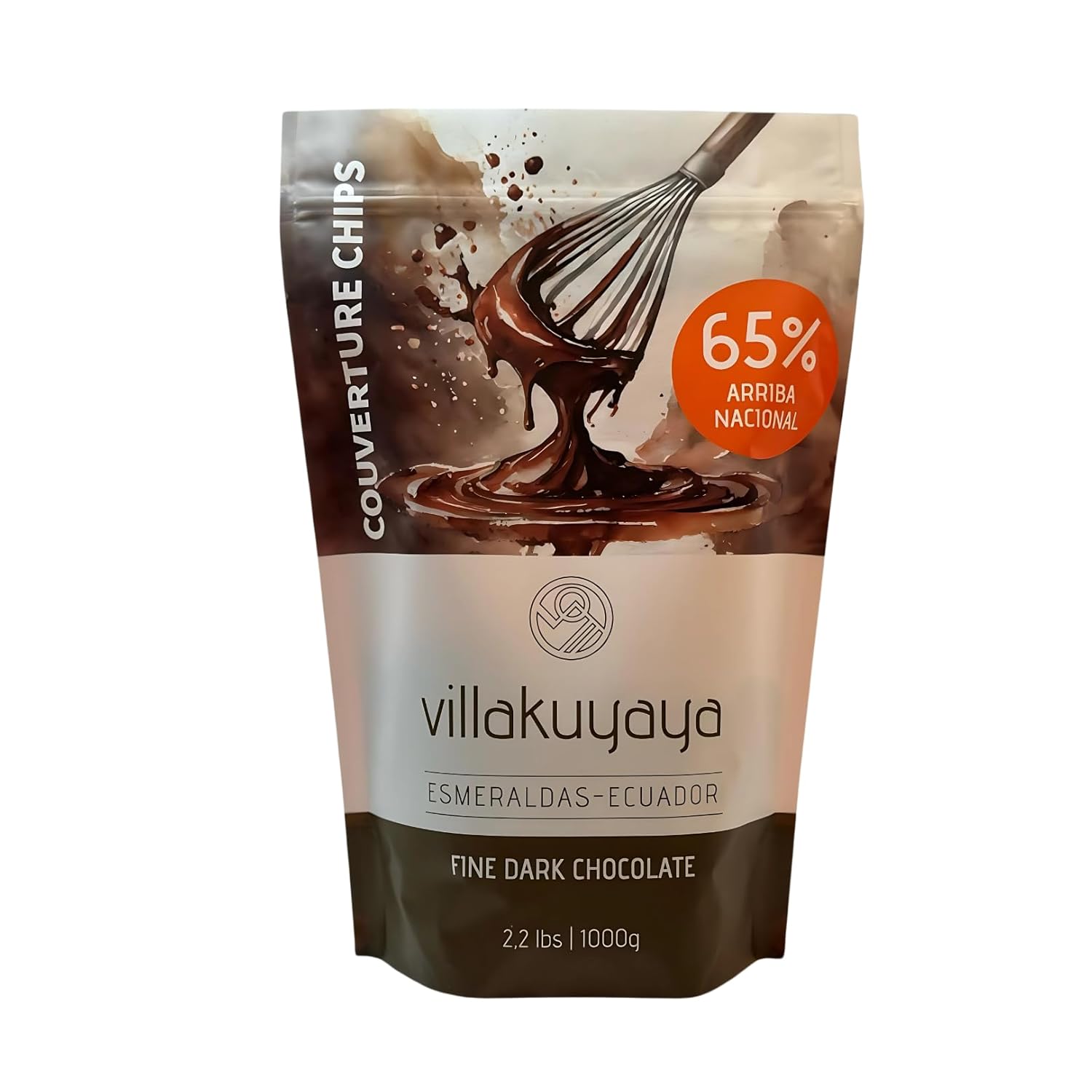 Villakuyaya Premium Dark Chocolate Couverture Chips 65% – Gourmet Baking Chocolate from Ecuador, Vegan & Gluten-Free, 1000G