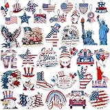 36 Pcs 4th of July Ornaments for Tree Wooden Patriotic Ornaments Memorial Day Tree Decorations 250th USA Anniversary Ornaments Red White Blue Independence Day Hanging Home Party Decor