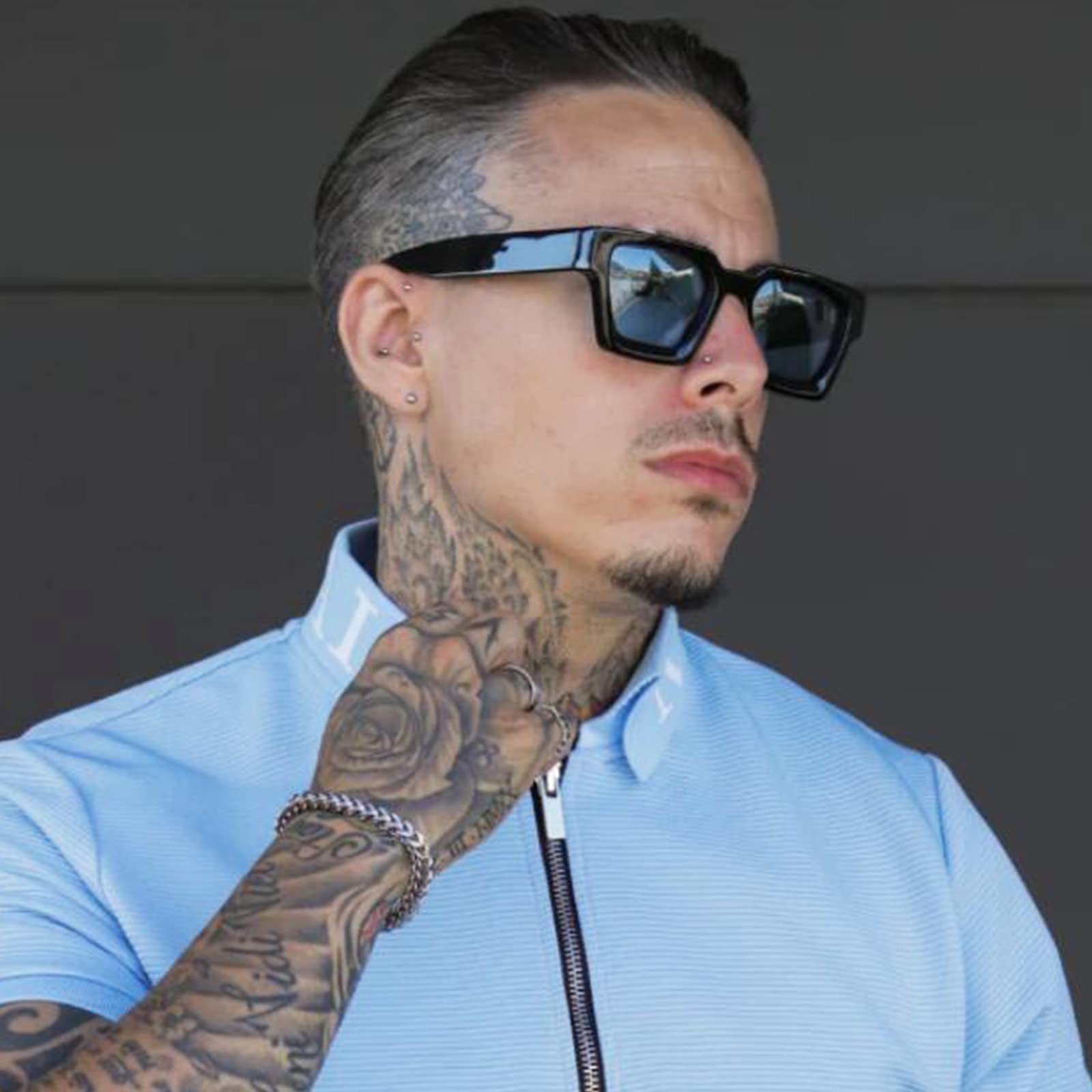 SHEEN KELLY Retangle spesse con occhiali da sole robusti rettangolari per donne uomini alla moda classici stretti piazza nera di tartaruga telaio in tela da sole