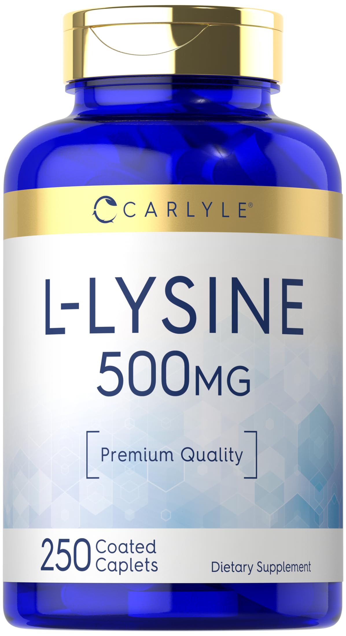 Carlyle L-Lysine 500 mg | 250 Caplet Capsules | Amino Acid Supplement | Vegetarian, Non-GMO & Gluten Free