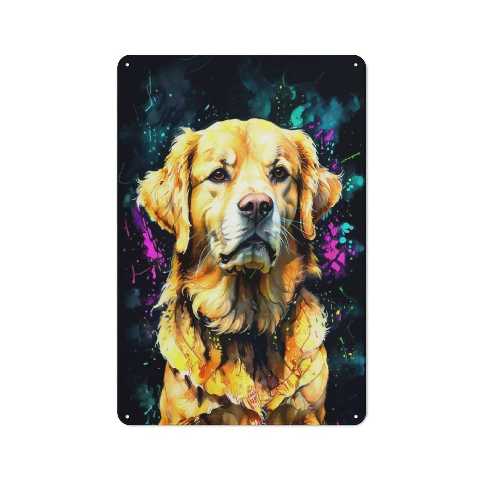 Junmoney Golden Retriever Portrait Understated Office Metal Sign 30X20cm Featuring Study Room Decor For Home Office, Reading Corner Or Bedroom