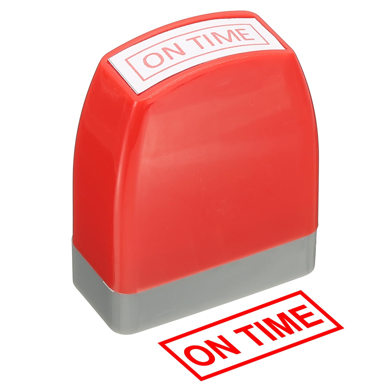 PATIKIL on Time Notice Stamp Self Inking, Red Ink Office Pre Inked Message Stamp for Business, Red
