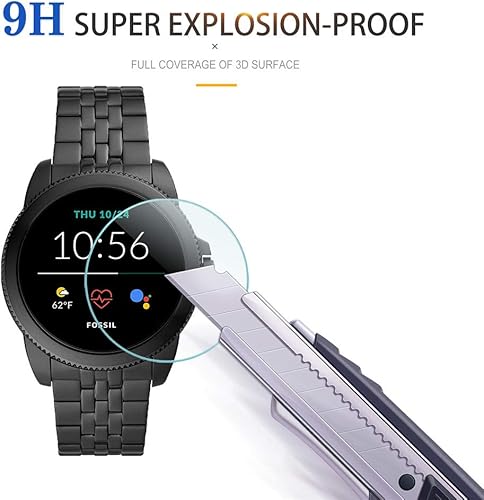 Miniatura 5 de Suoman Fossil - Paquete de 3 protectores de pantalla para hombre Gen 5E de 1.732 pulgadas (1.732 in), dureza 2.5D 9H, protector de pantalla de
