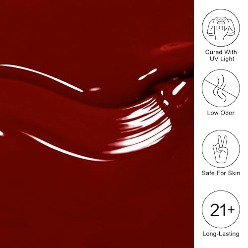 Miniatura 5 de Imtiti Esmalte de uñas de gel rojo burdeos de 0.3 fl oz, de larga duración, secado con luz UV, LED, para otoño, para salón de belleza, bricolaje en