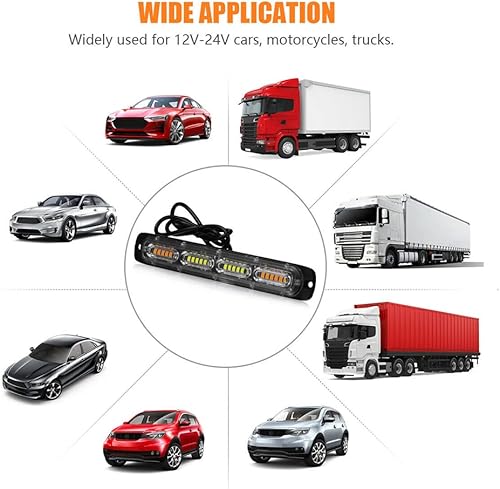 Miniatura 7 de SDonestep Luz estroboscópica de emergencia, 24 LED, ámbar, blanco, ámbar, ultradelgada, montaje en superficie intermitente, baliza de advertencia,