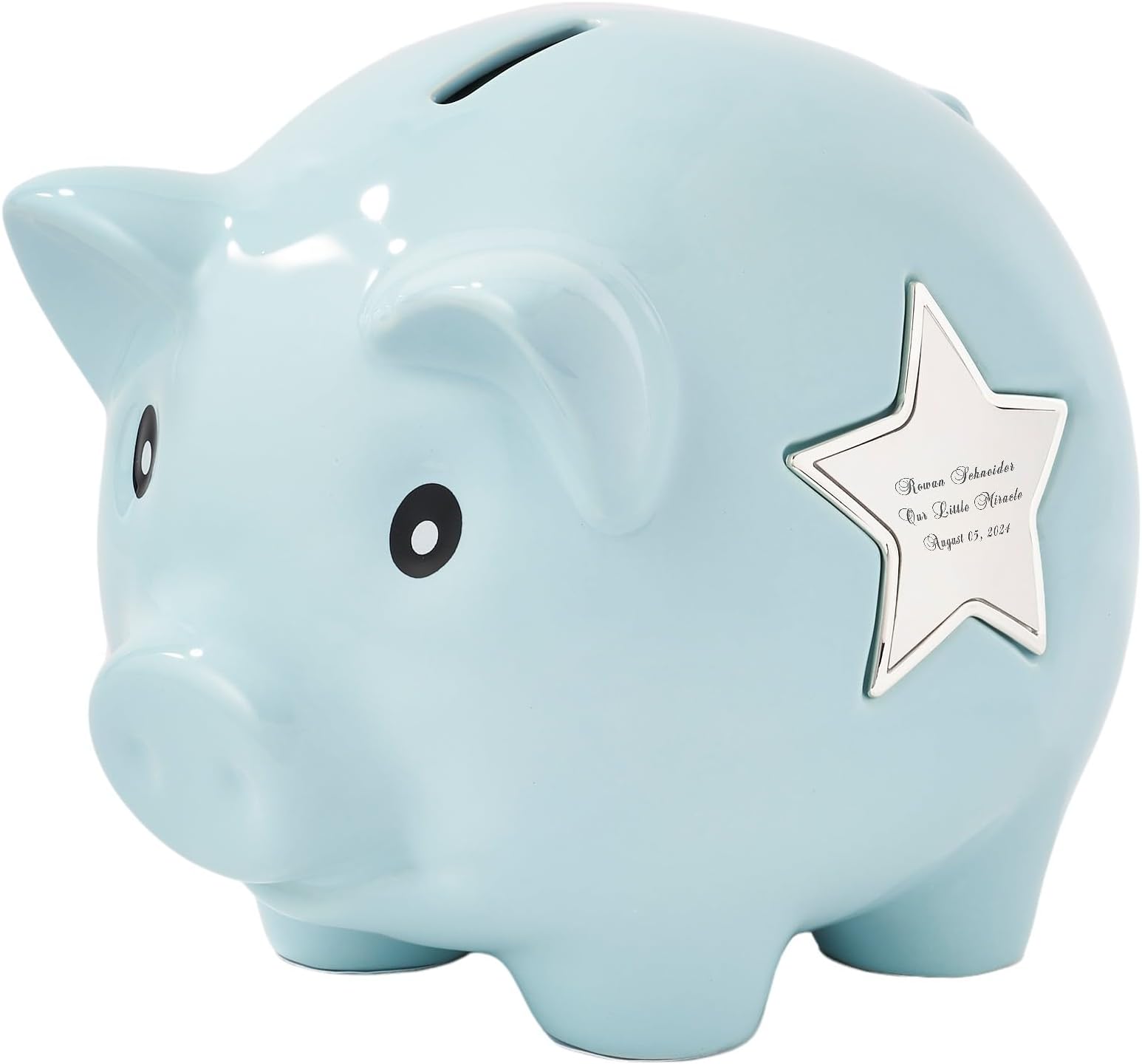 Engraved Ceramic Piggy Bank in Light Blue (Free Customization) - Things Remembered