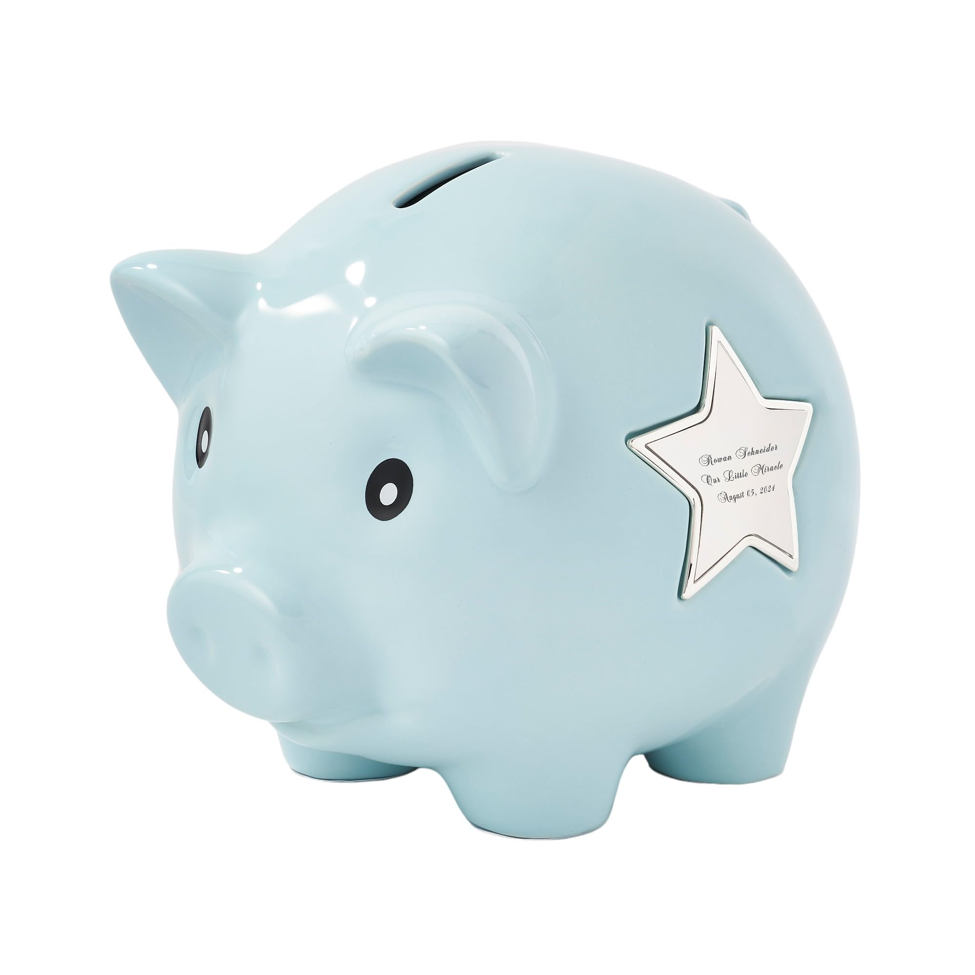Engraved Ceramic Piggy Bank in Light Blue (Free Customization) - Things Remembered
