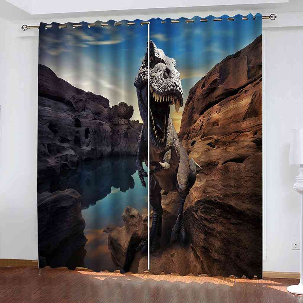 Rideau de fenêtre moderne 200x160 cm occultant dinosaure pour chambre et salon