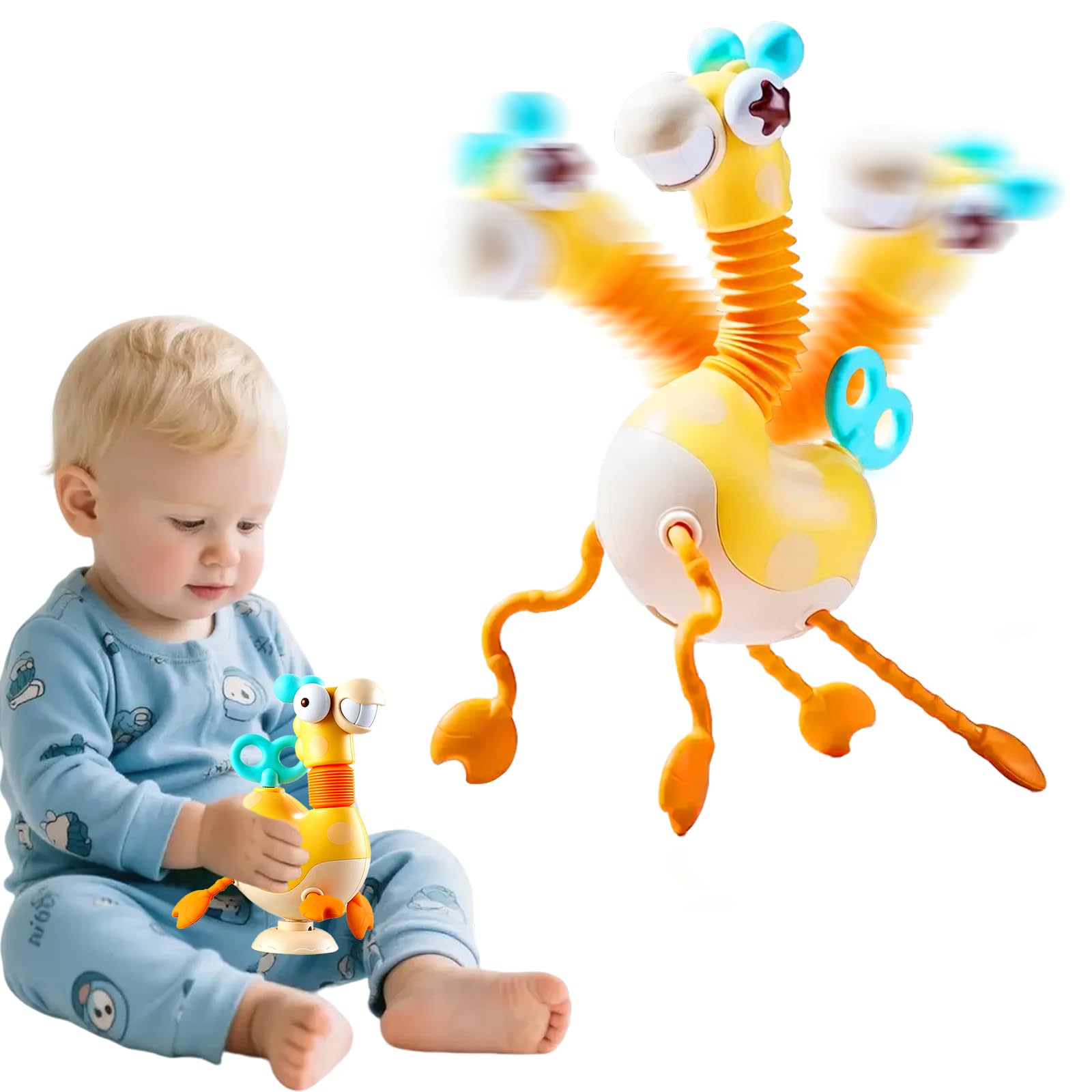 woollywink Baby Toy for 1-Year-Old, Montessori Toy for 6, 9, 12 18 Months, Giraffe Multi-Sensory Pull Toy Educational Toy for Baby Development Fine Motor Skills Gift for Boys & Girls