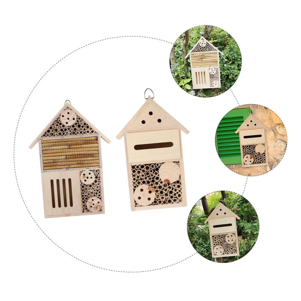 Bienenhaus Für Garten Holzhaus Insektenhaus 2 Stück Hängendes Haus Zimmer Gartenhaus Holzbienenstock