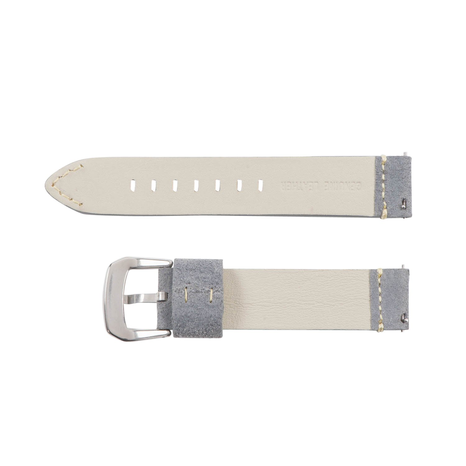 Clockwork Synergy - 2 Piece premium Leather Watch Band - Suede Grey - (22mm) interchangeable Watch Straps