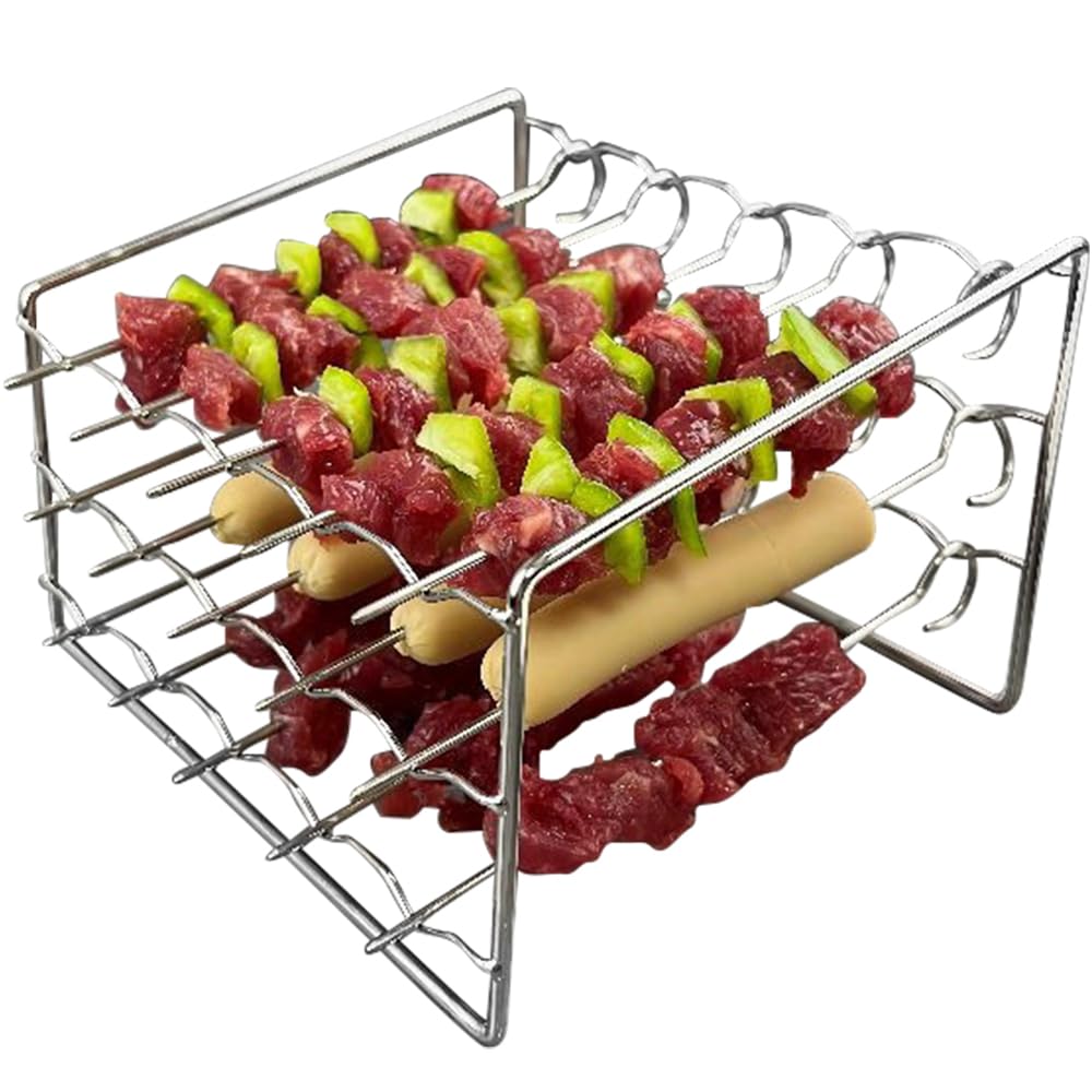 Pinchos para freidora de aire en acero inoxidable 304 de 3 niveles para brochetas perfectas