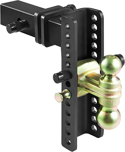 Enganche de remolque ajustable, caída de 10 pulgadas y montaje de bola de enganche de elevación de 8.5 pulgadas con tubo sólido receptor de 2.5