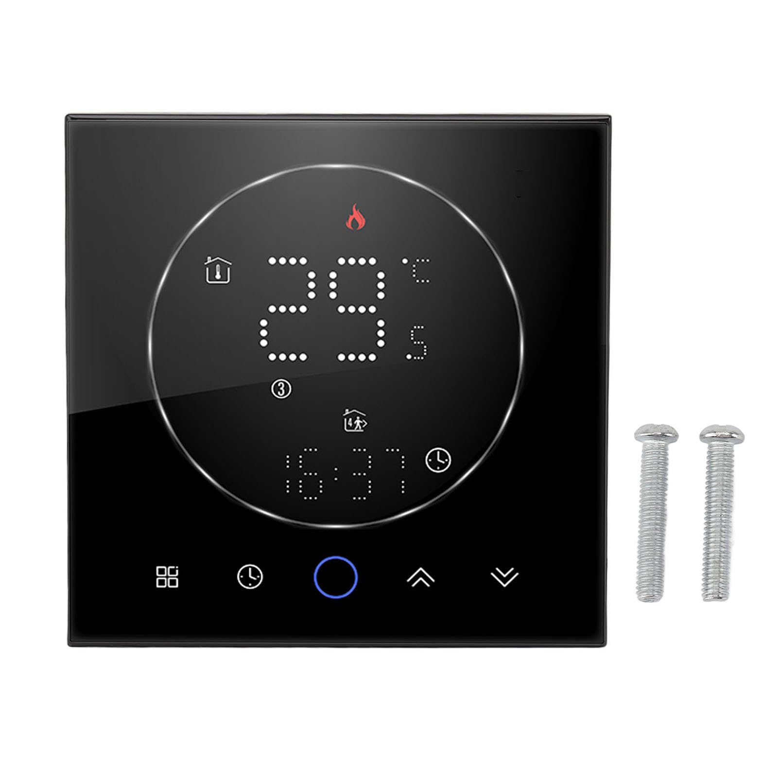 GLOGLOW Inteligentny Termostat Bezprzewodowy Programowalny Termostat na 7 Dni Harmonogram Tygodniowy 6 Okresów Programowalnych z Matrycowym Oświetleniem LED do Ogrzewania Domu (BLACK)