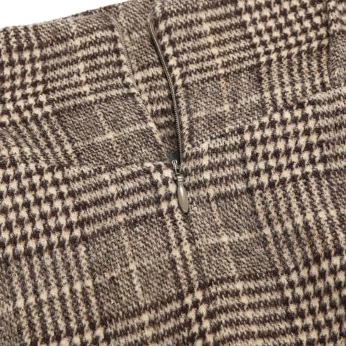 Image of IDEALSANXUN Women's Fall Winter High Waisted Wool Plaid A-line Long Skirt