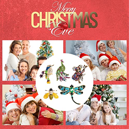 Brooch Pins Vintage Rhinestone Pins And Brooches For Women, 5 Pcs Women's Brooches & Pins For Jackets, Enamel Pins For Backpacks Aesthetic Crystal Insect Pins #TOP6