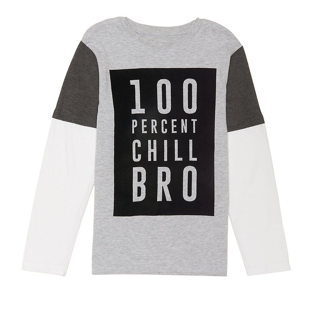 French Toast Boys' Toddler Long Sleeve Graphic 2-fer Tee, Heather Gray, 4T