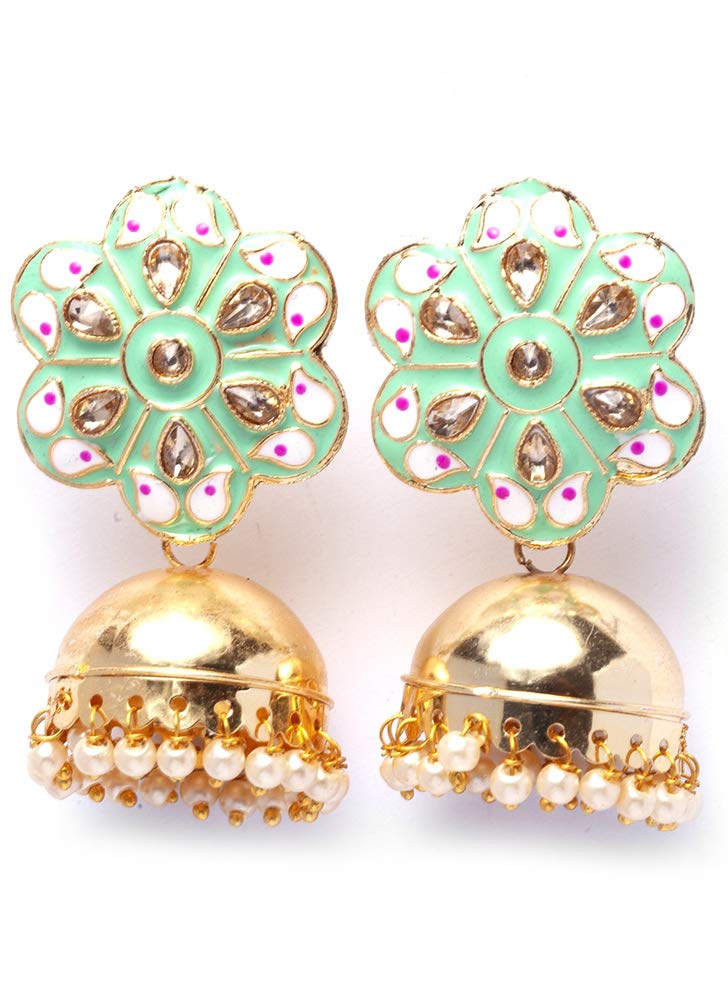 Shining Diva Fashion Latest Fancy Stylish Meenakari Pearl Jhumka Jhumki Traditional Earrings for Women and Girls (11400er), style08-green, one (B08WXGLFLC) Amazon Price History, Amazon Price Tracker
