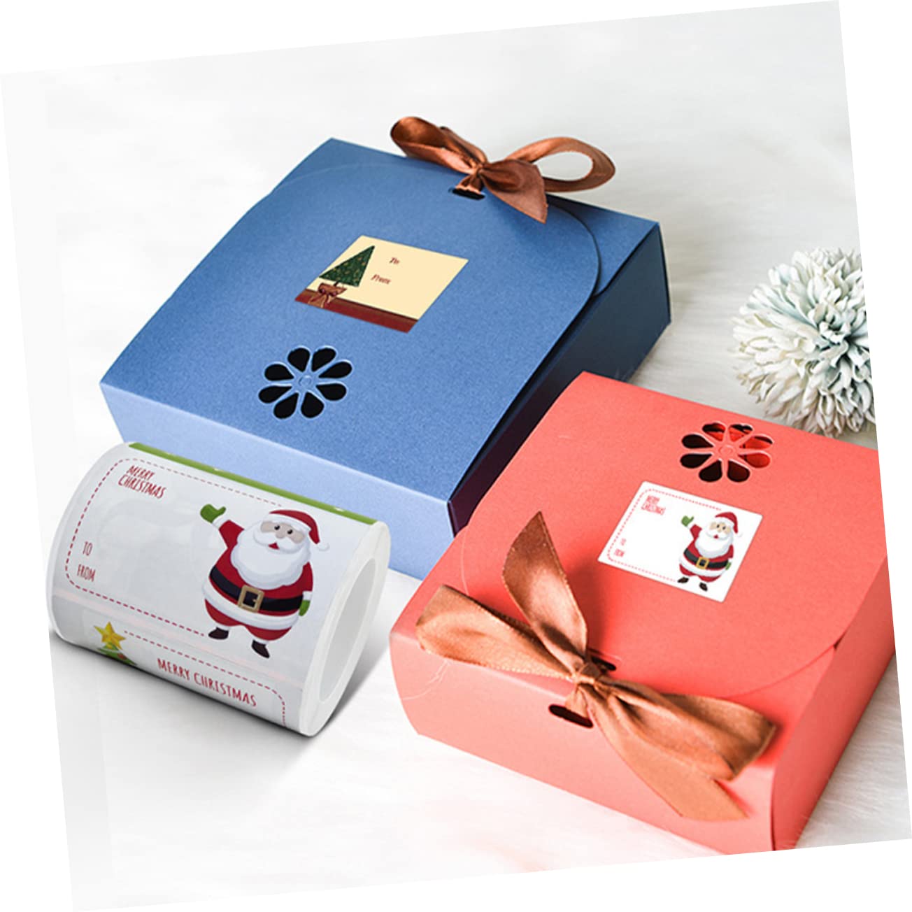SEWACC 8rollos Etiquetas De Navidad Para De Pegatinas Para Cajas y Envelopes Autoadhesivos y Tarjetas y Diseño Divertido