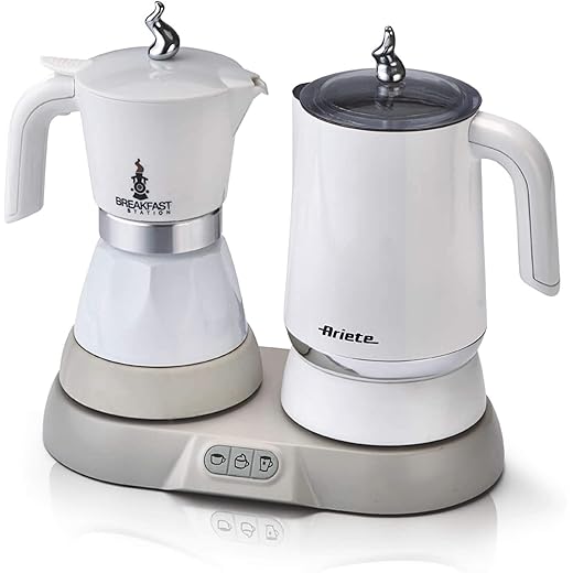 Ariete 1344 Breakfast Station by DeLonghi ? 3-in-1 Electric Moka Pot, Milk Frother & Kettle | Hot & Cold Milk Frother | Espresso & Cappuccino Maker | Compact Coffee maker ? White