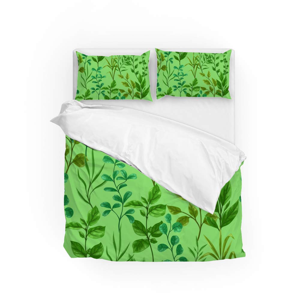 Parure de lit motif feuilles vertes ultra douce et durable en polyester