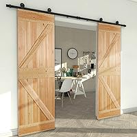 Vista 66 de CCJH - Kit de herrajes para puerta corrediza de granero de 10pies, resistente, suave y silencioso, fácil de instalar, p/paneles de puerta indiv.