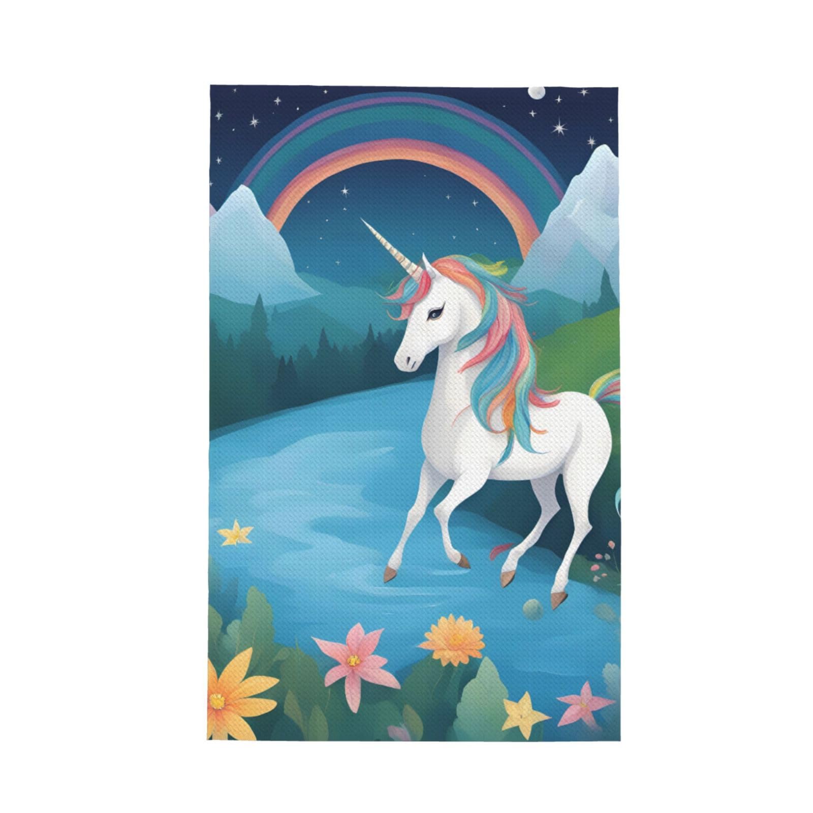 SXZVVBN running unicorns Super Absorbent Microfibre Waffle Towels Fast Drying Dish Cloths Home Cafe Barista