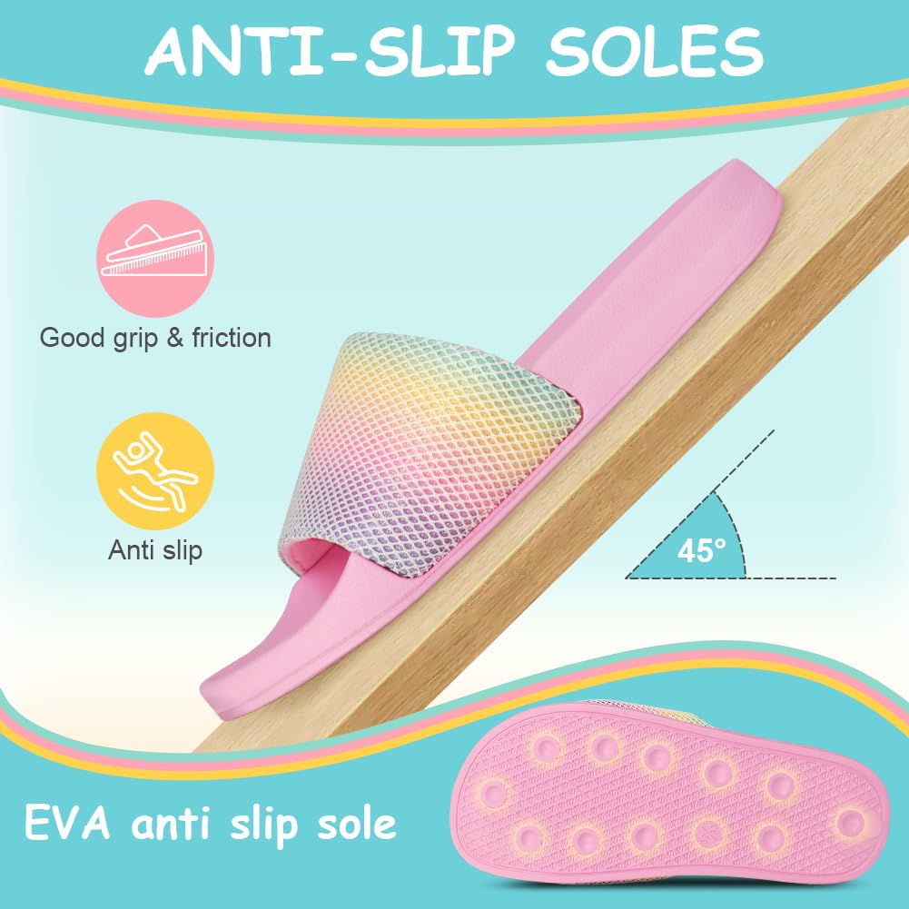 AOOWU Chanclas Niña, Zapatos de Ducha Niña, Playa Piscina Verano Zapatos, Baño Sandalias para Piscina, Ligero Antideslizante Sandalias para Playa y Baño, Sandalias Ni Niña para Tamaño 30-31