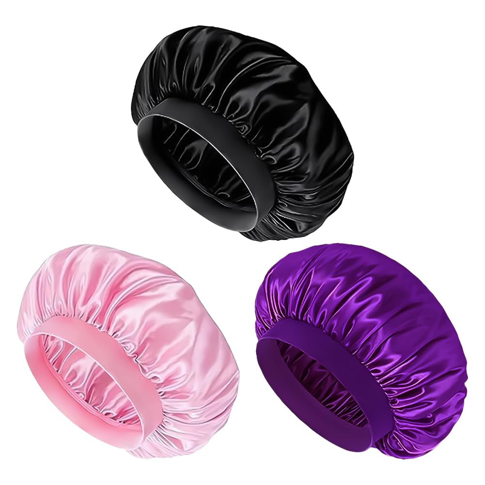 3 Pcs Kids Satin Sleeping Bonnet Silky Night Hat Hair Protector Sleep Cap Wide Elastic Band Sleeping Hat Soft Hair Bonnet Breathable Sleeping Cap for Teens Toddler Child