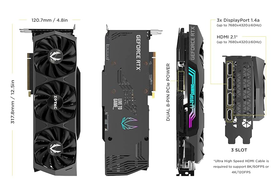 ZOTAC Placa gráfica Gaming GeForce RTX 3080 Ti Trinity 12GB