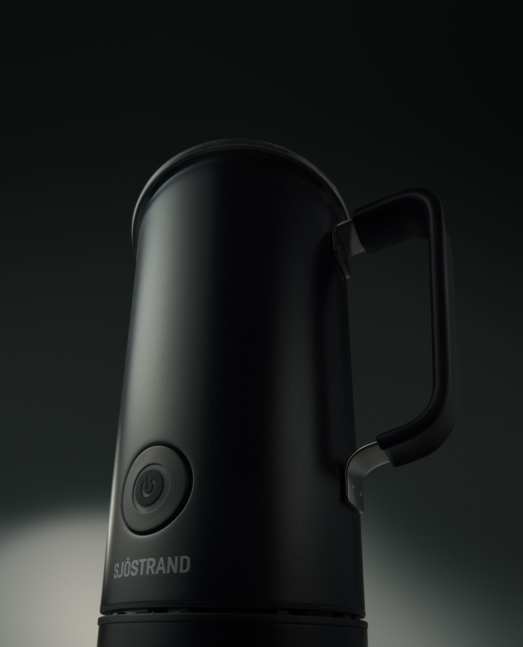 Sjöstrand Coffee Mousseur à lait électrique, en acier inoxydable, pour lait chaud et froid, revêtement anti-adhésif (noir mat)