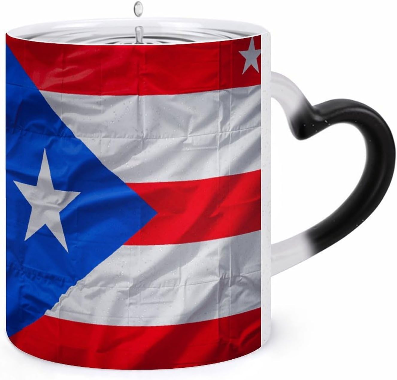 Color Changing Mug, Novelty Coffee Magic Cup, Puerto Rico Flag