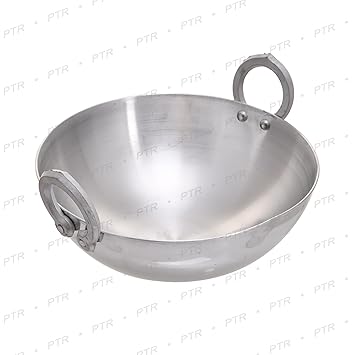 PTR Heavy Base Aluminium Kadhai/Frying pan for Cooking (10 Litre)