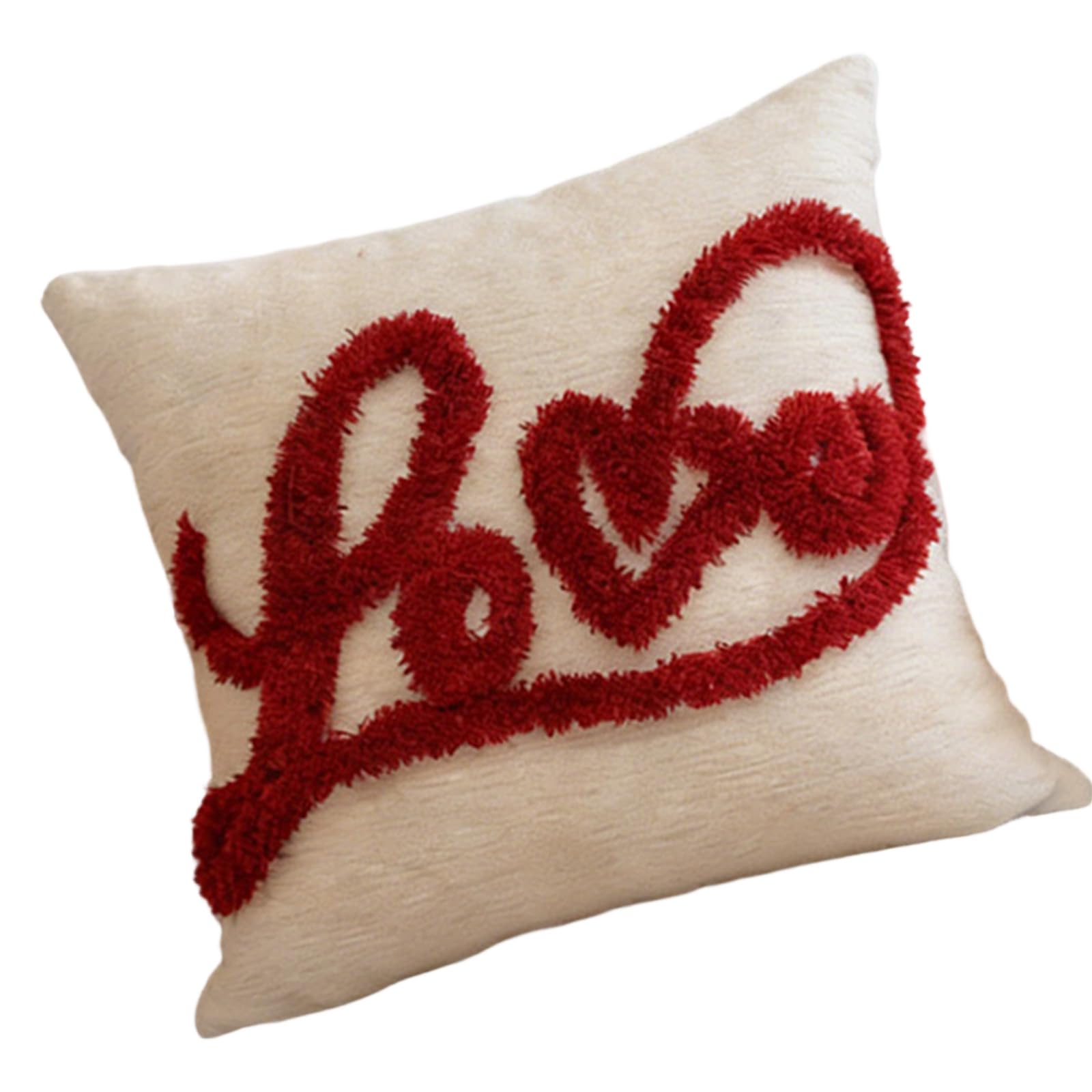 our fave Love Letter Tufted Embroidered Pillow Cover Valentines Day Plush Faux Furs Embroidery Square Cushion Cover Pillowcase Love Letter Square Pillow