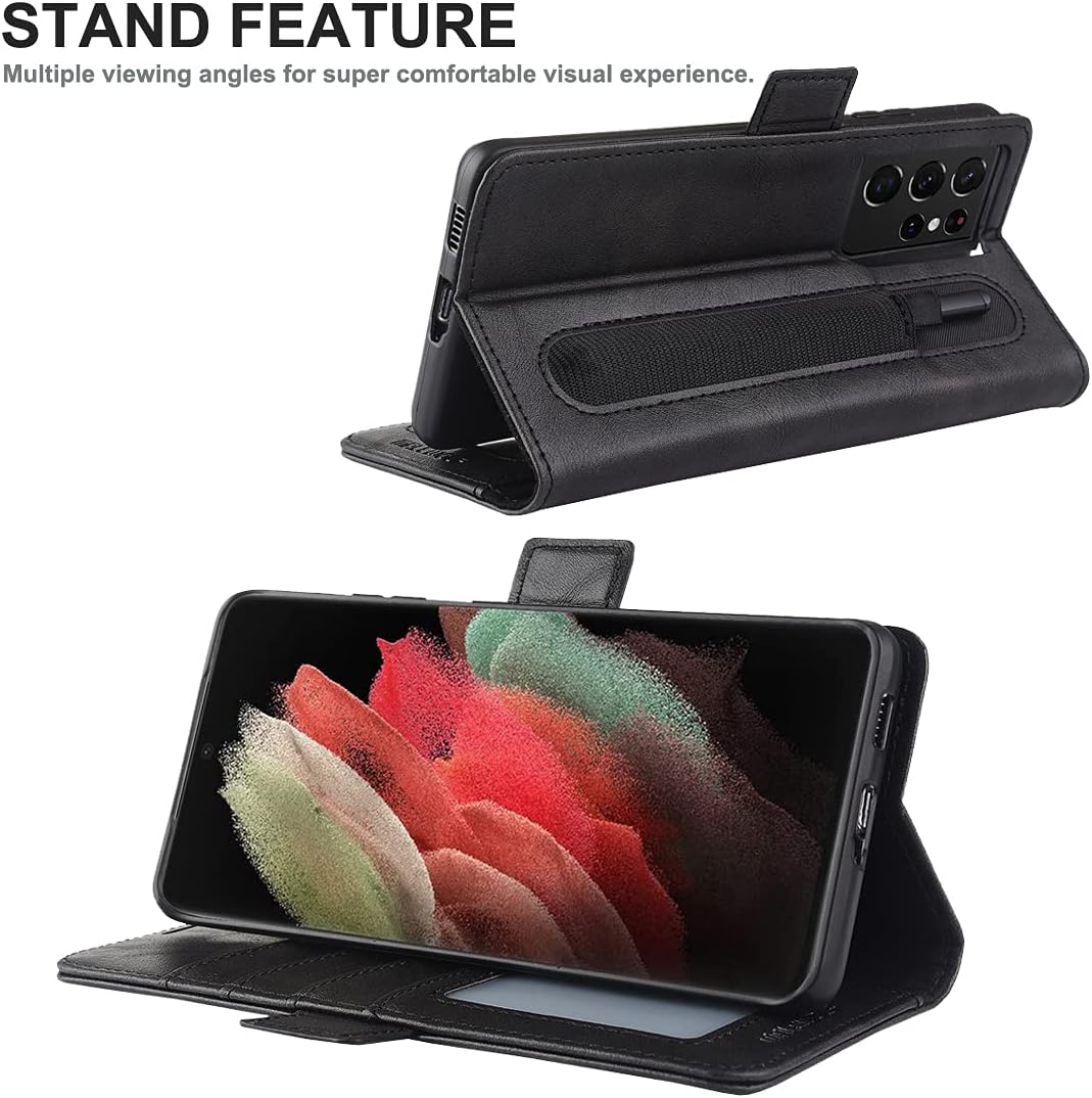 Buy Malewolf Samsung Galaxy S21 Ultra 5g Wallet Case With S Pen Holder Screen Protector Pu Leather Flip Case With Card Slot Rfid Blocking Kickstand Phone Cover For Galaxy S21 Ultra 6 8