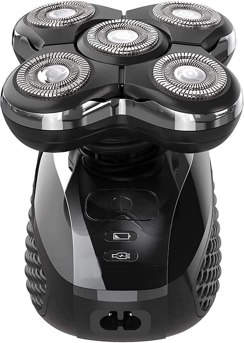 Rasoi elettrici per gli uomini, 5 in 1 Rasoio elettrico per gli uomini Wet Dry Head Rasoio elettrico Barba Trimmer Ricaricabile Macchina da barba Kit di toelettatura
