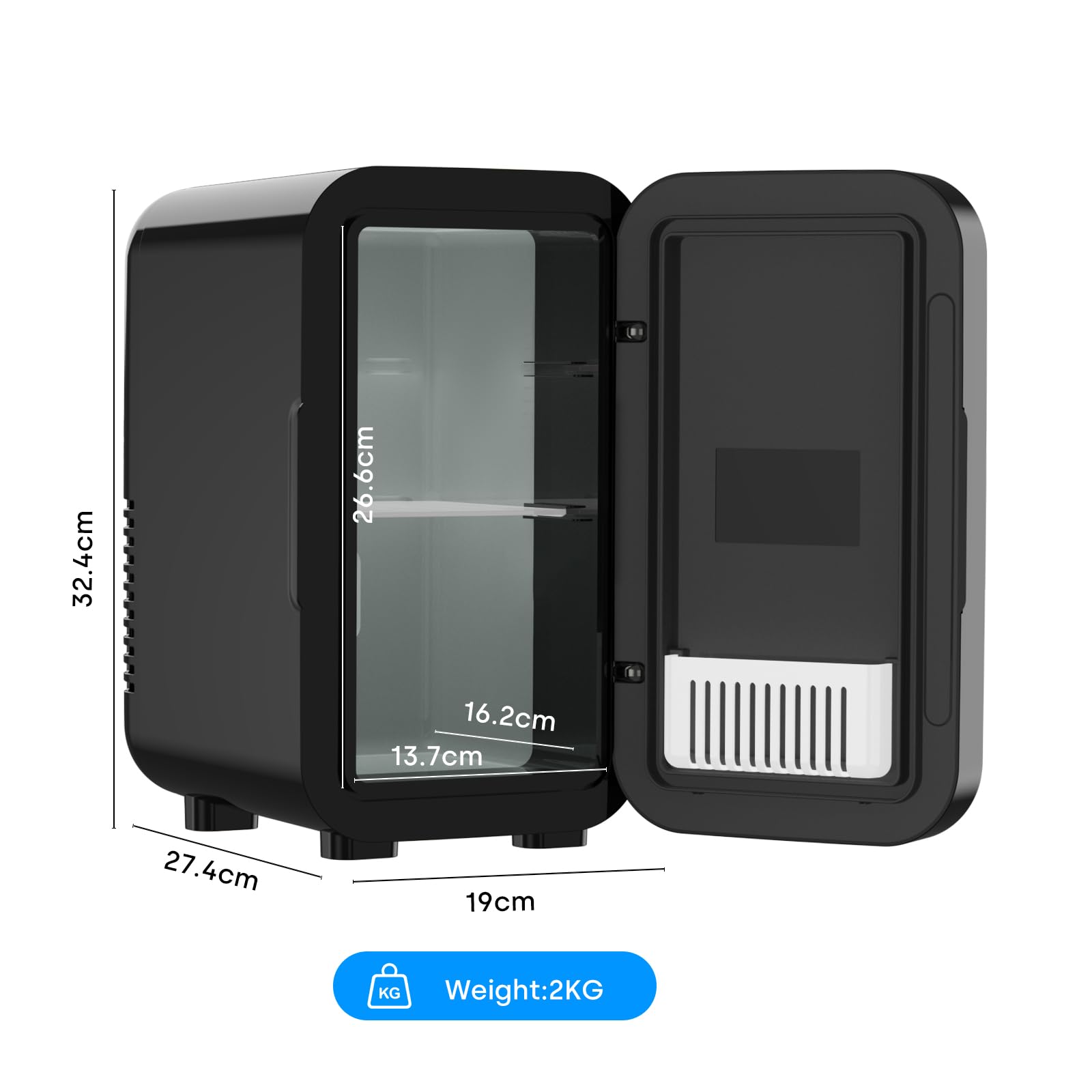 Enventor Mini Fridge 6 Litre/ 8 Can, AC+12V DC Power, Portable Cooler & Warmer, Small Fridge for Bedrooms, Car, Skincare, Fruit and Drinks, Black — view 9