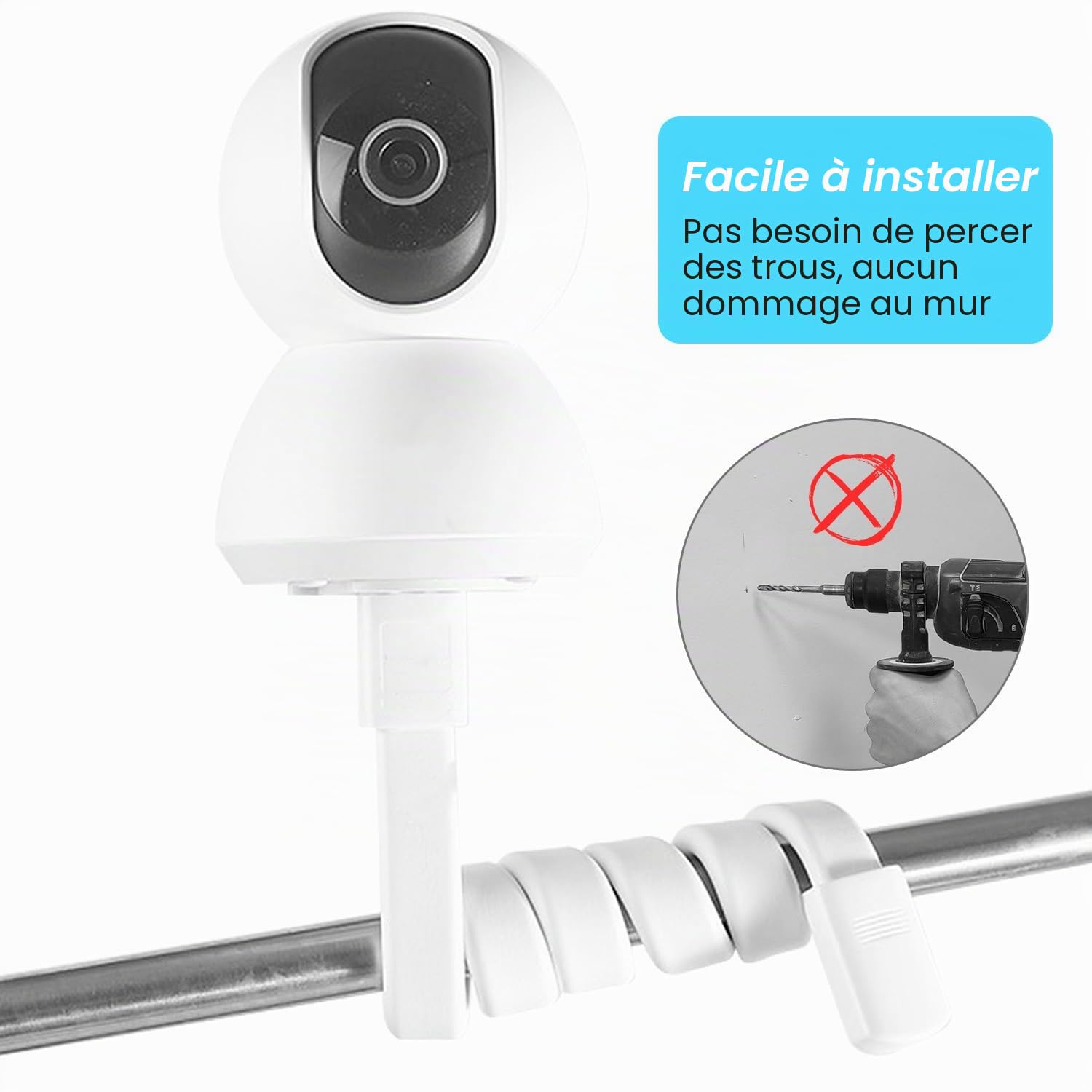 50 × 2 × 0,8cm Bracket de Moniteur sans Percevoir, Caoutchouc Antidérapant, Support babyphone, pour Support Eufy, Convient pour Les Résidences Universitaires, Les Cours et Les Pavillons