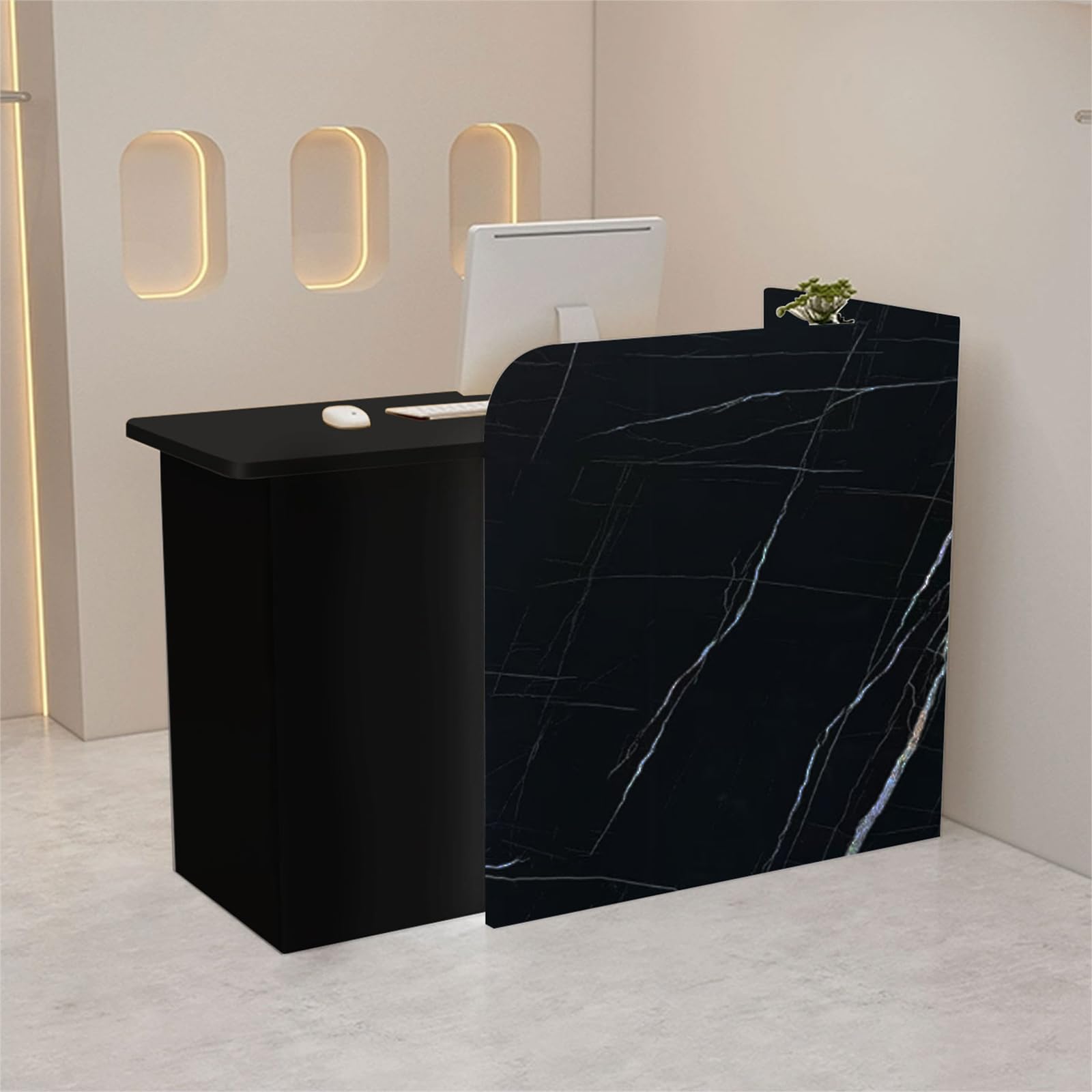 Bancone Reception Moderno In Legno Con Cassetti E Spazio Di Armadietto, 60-200cm Cassa Banco Negozio, Accoglienza Per Salone Di Bellezza, Hotel, Ufficio E Sale Aziendali, Dimensioni E Colori A Scelta