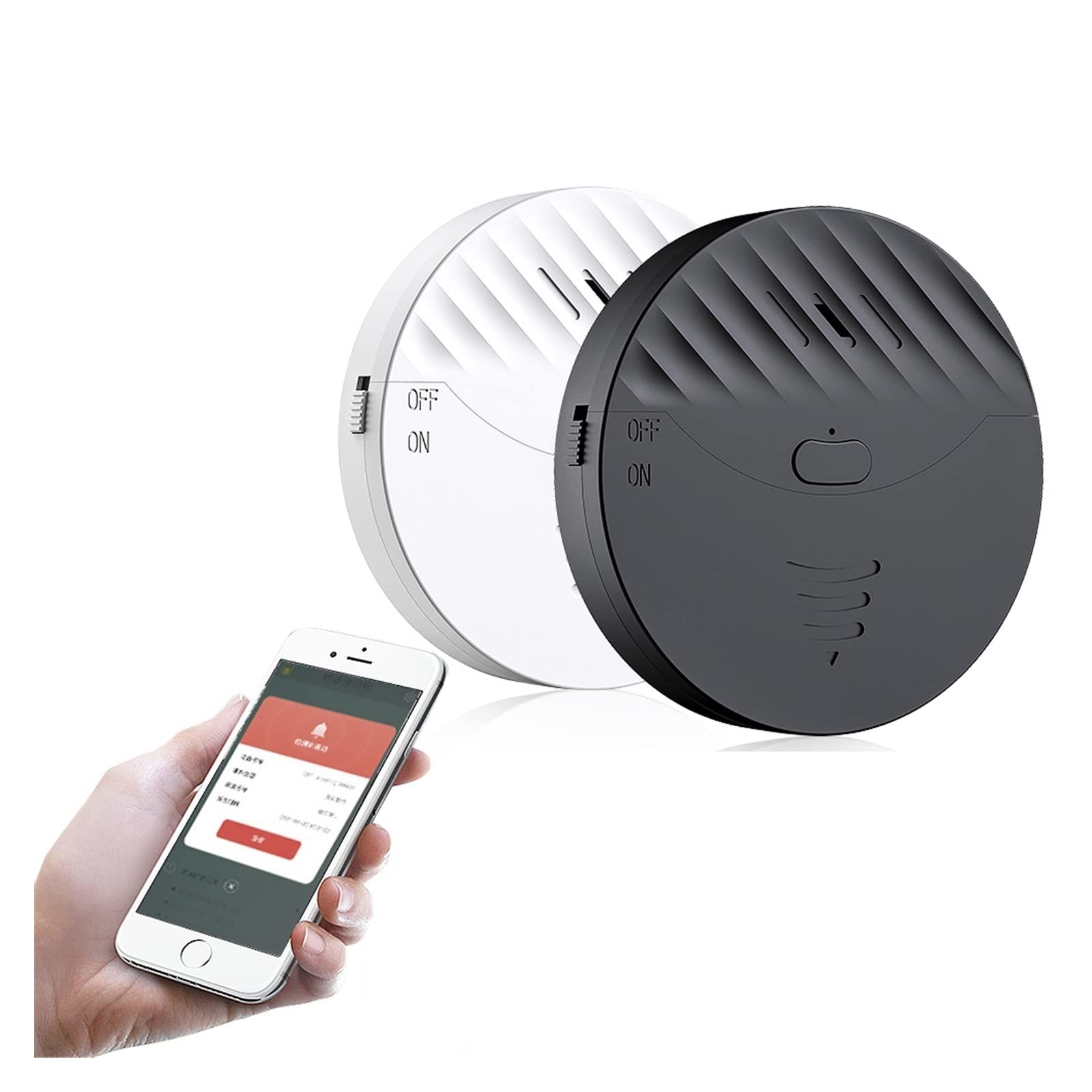 Kit Alarma Casa, Tuya Wifi Sensor de vibración Alarma Puerta del detector de vibración inalámbrica Suena for la seguridad del hogar Anti antihobt System(Ivory)
