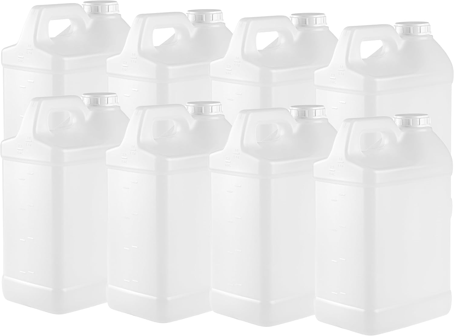 kitchentoolz 2.5 Gallon F-Style HDPE Jug with Secure Seal Lid - Heavy-Duty Storage, and Chemical Transport - Case of 8