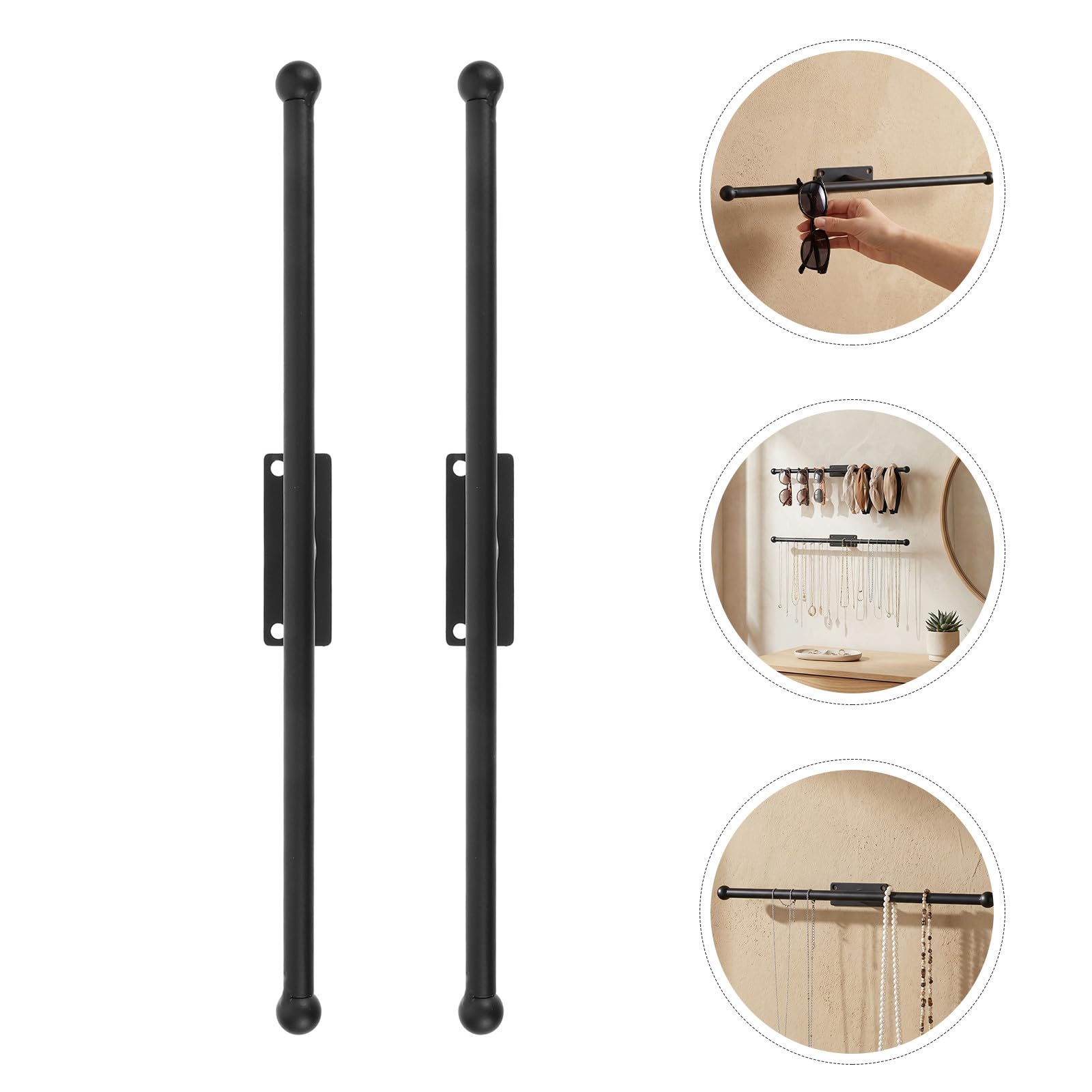 CALLARON 4 Stück Wandmontierter Schmuck Organizer aus Eisen in Schwarz mit Multifunktionaler Aufbewahrung und Einfacher Installation für Ringe und Ohrringe im Nordic Style für Badezimmer