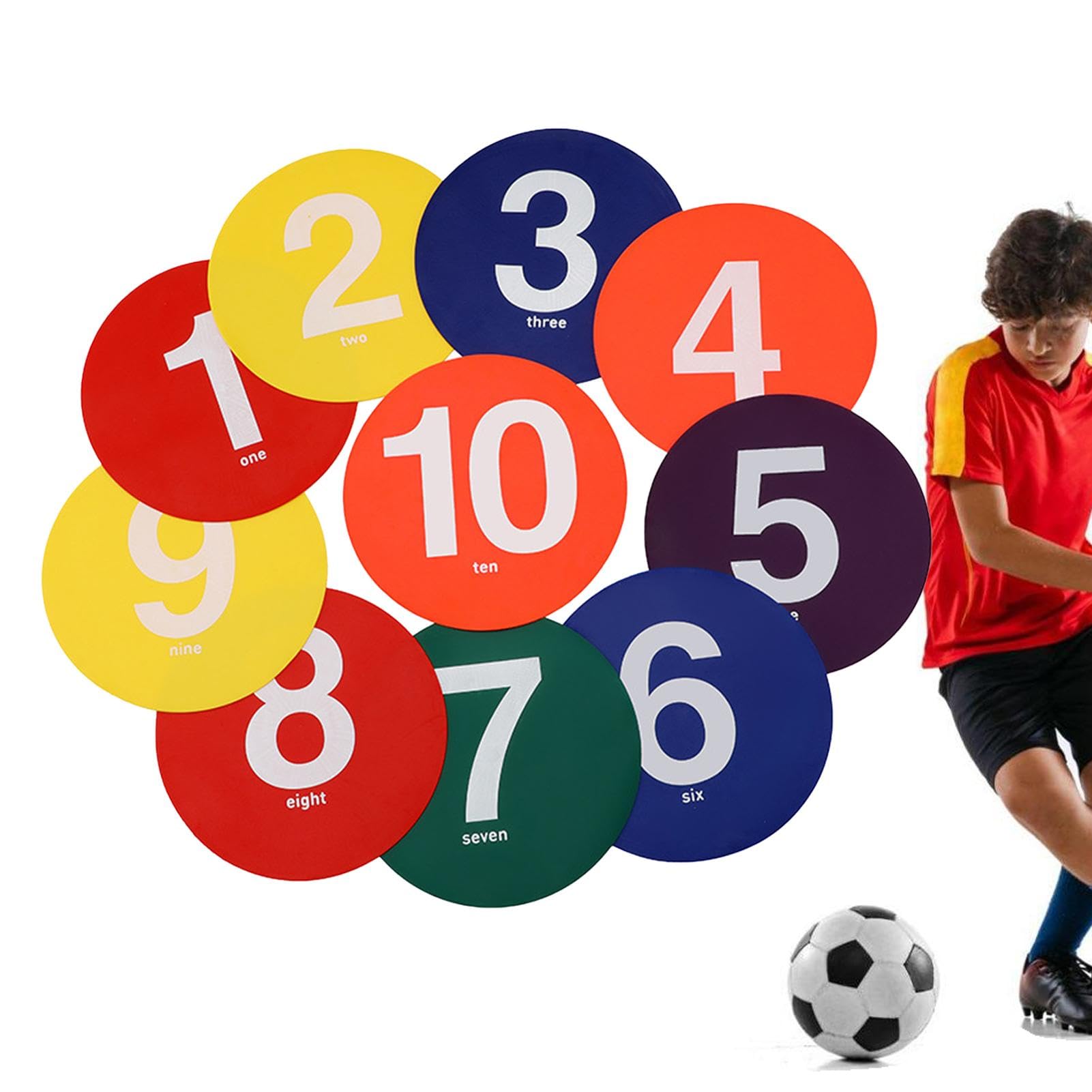 Marcadores de práctica de fútbol, tapetes de agilidad para entrenamiento | Marcadores de fútbol con puntos de suelo de entrenamiento de agilidad - Mark Disc - Conos de campo planos numerados, tapete
