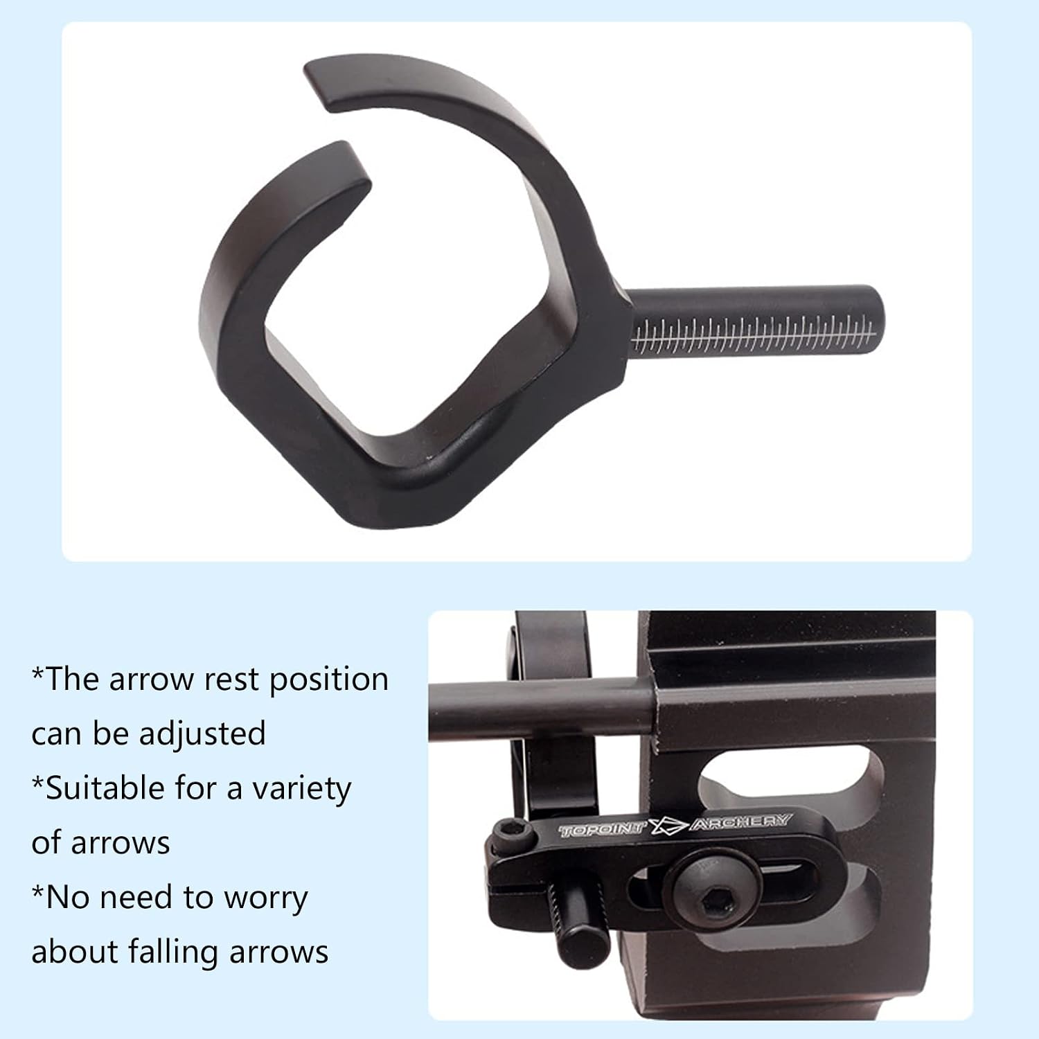 Archery Bowfishing Arrow Rest Aluminum Alloy Arrow Rest Right and Left Hand Use Archery Arrow Rest for Compound Bow Recurve Bow Fishing Accessory