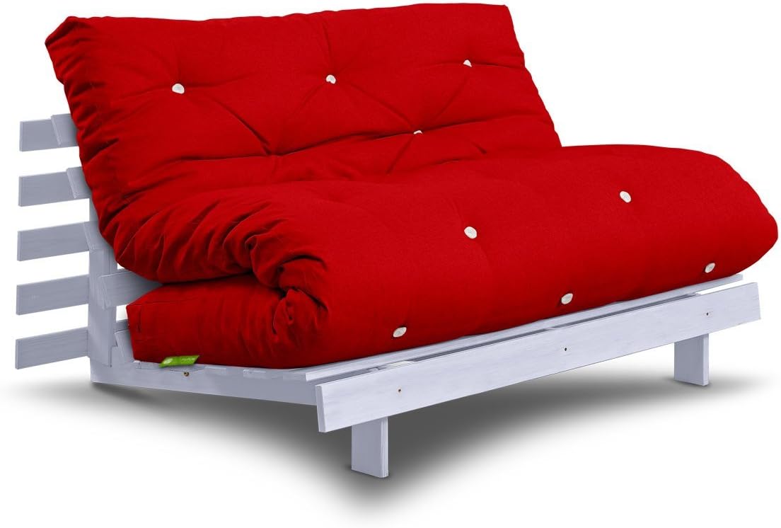 EDOFUTON Futonsofa Roots mit Futon Comfort Plus 140x200 cm (Rot/Kiefer
