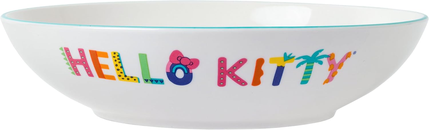 Silver Buffalo Sanrio Hello Kitty Tropical, Ceramic Pasta Bowl, 9in