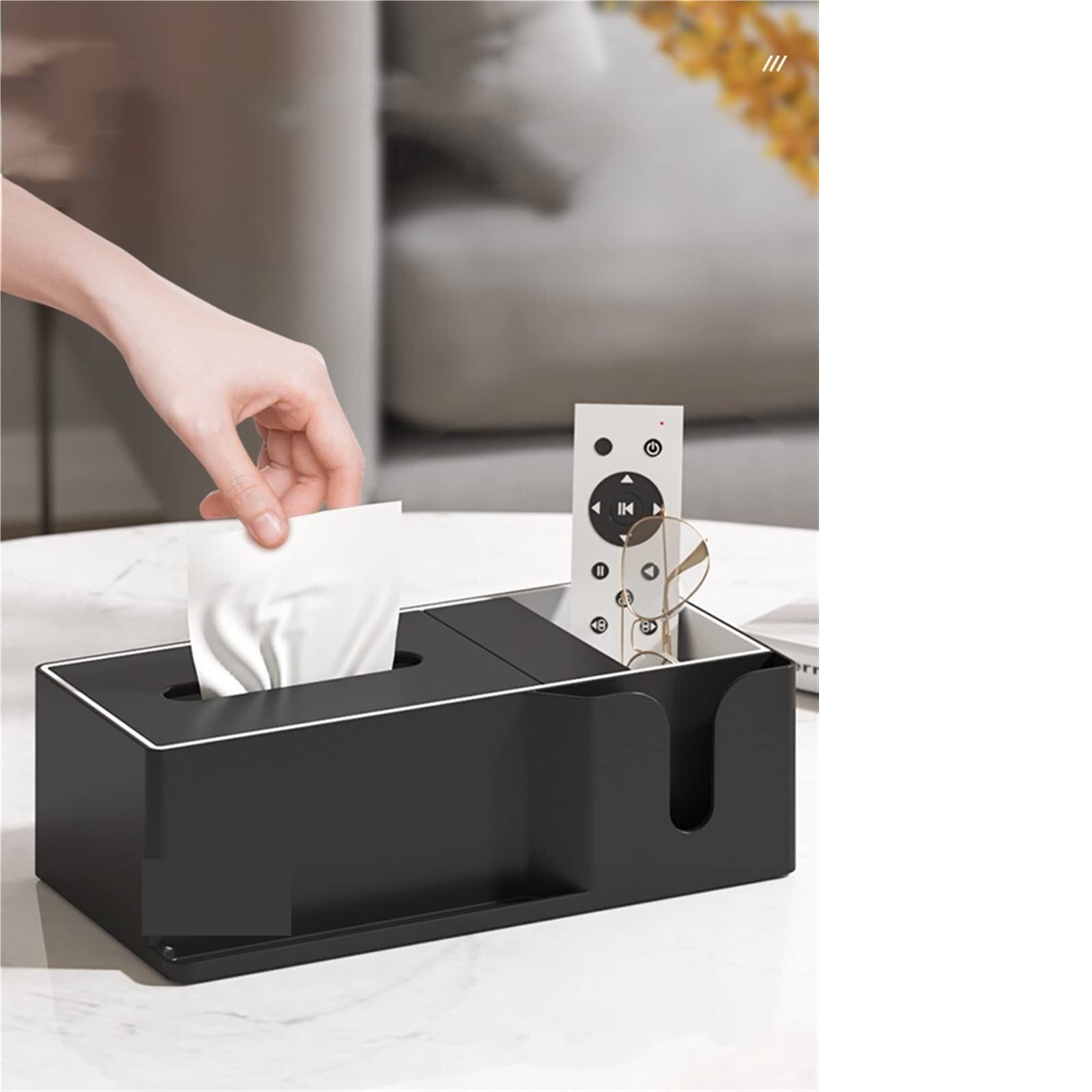 JINGYAN Portapañuelos de Papel Napkin Rack, Family Living Room, Dining, Multi-Function Remote Control Stationery, Paper Towel Box(Orange)