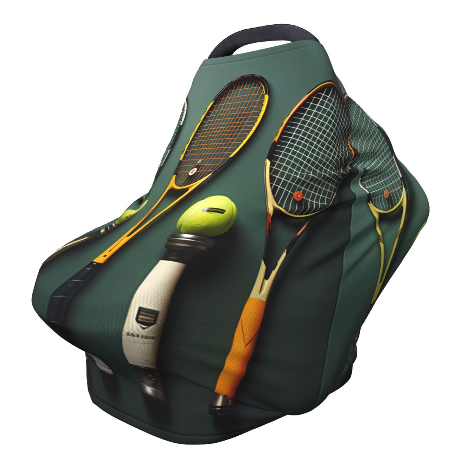 XZDHYZ Tennis balls and rackets Versatile full-print Stroller Chair Cover/Nursing Cover, specially designed for your baby, Black